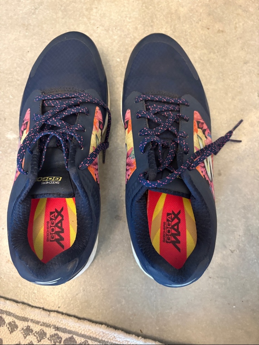 Skechers Navy golf shoes  with Pink Floral Side Panels